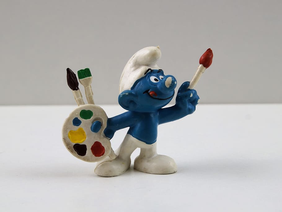スマーフ 画家 図 画家スマーフ おもちゃ 装飾 収集 青 塗料 画像 Pxfuel