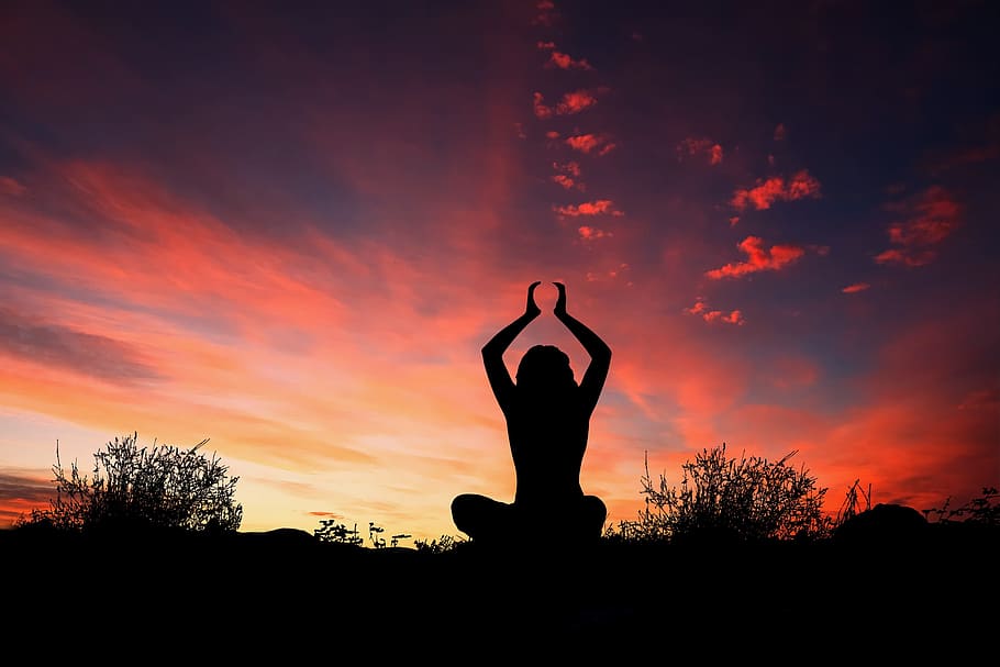 silhouette photography, woman, yoga, golden, hour, sunset, silhouette, evening, sky, sport