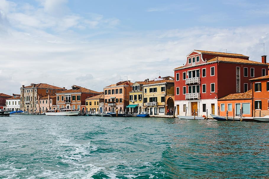 bela, colorida, ilha de murano, Murano, ilha, Itália, água, férias, arquitetura, edifícios