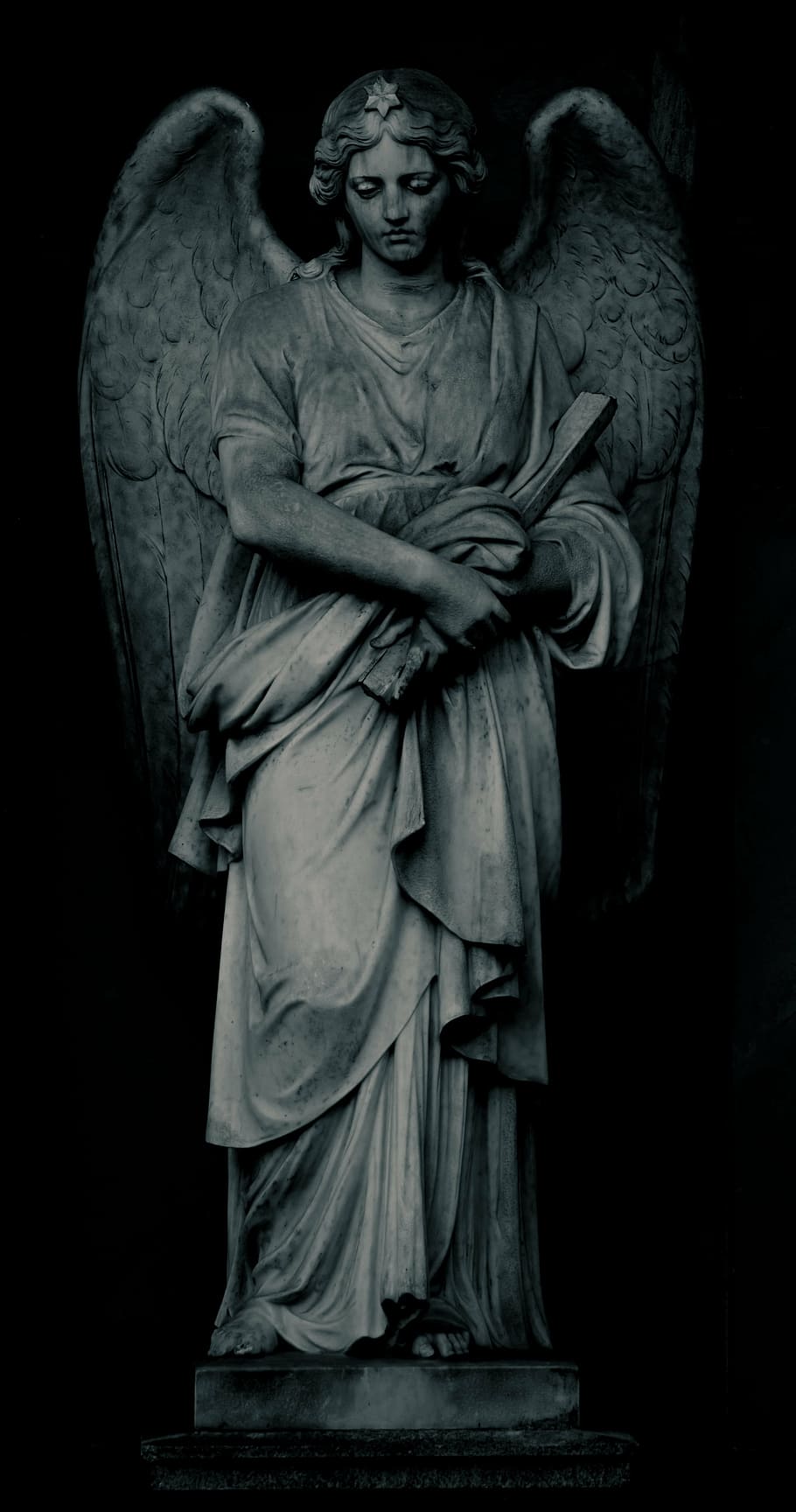 estatua del ángel, negro, fondo, cementerio, tumba, lápida, viejo cementerio, descanso, antiguo, tumbas