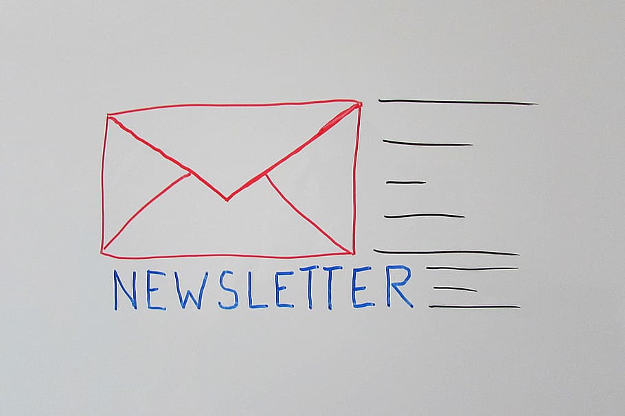 envelope illustration, Newsletter, Email, E Mail, Message, sketch, communication, studio shot, colored background, white background