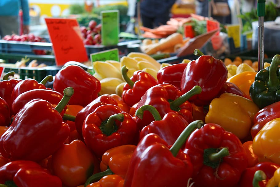 kios pasar, cabai merah, sayur-mayur, stand, segar, merah, sehat, makanan, nutrisi, vitamin