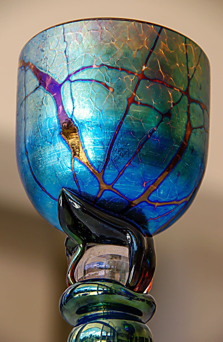 goblet, glass, art, multicoloured, iridescent, modern, bright, close-up, indoors, globe - man made object