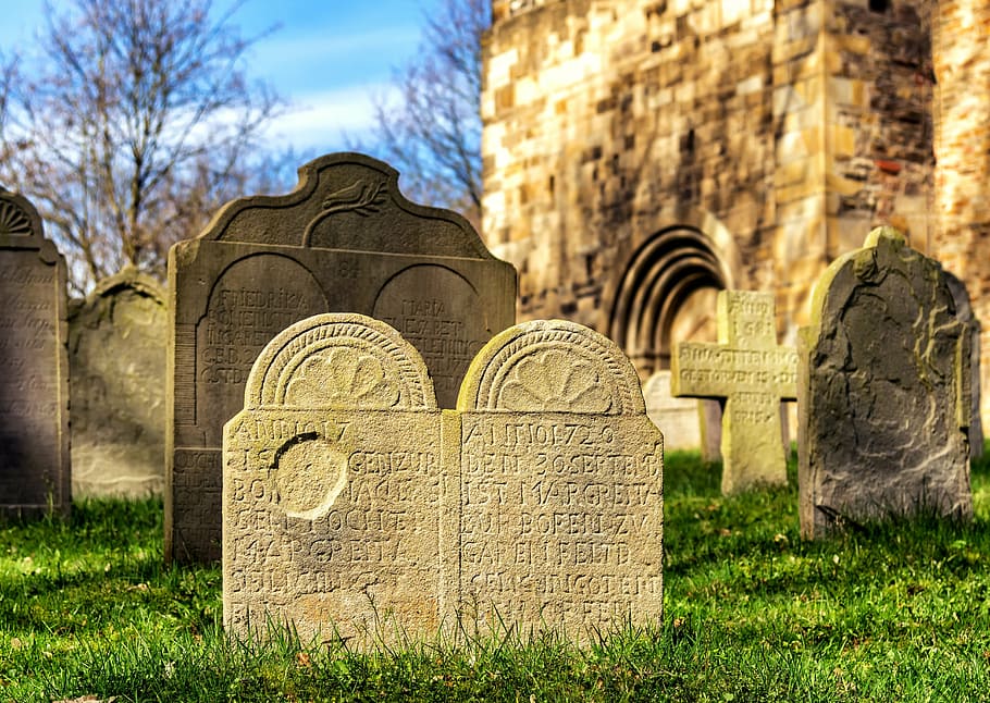 beige tombstone, cemetery, tombstone, grave, harmony, last calm, inscription, cross, stone, weathered
