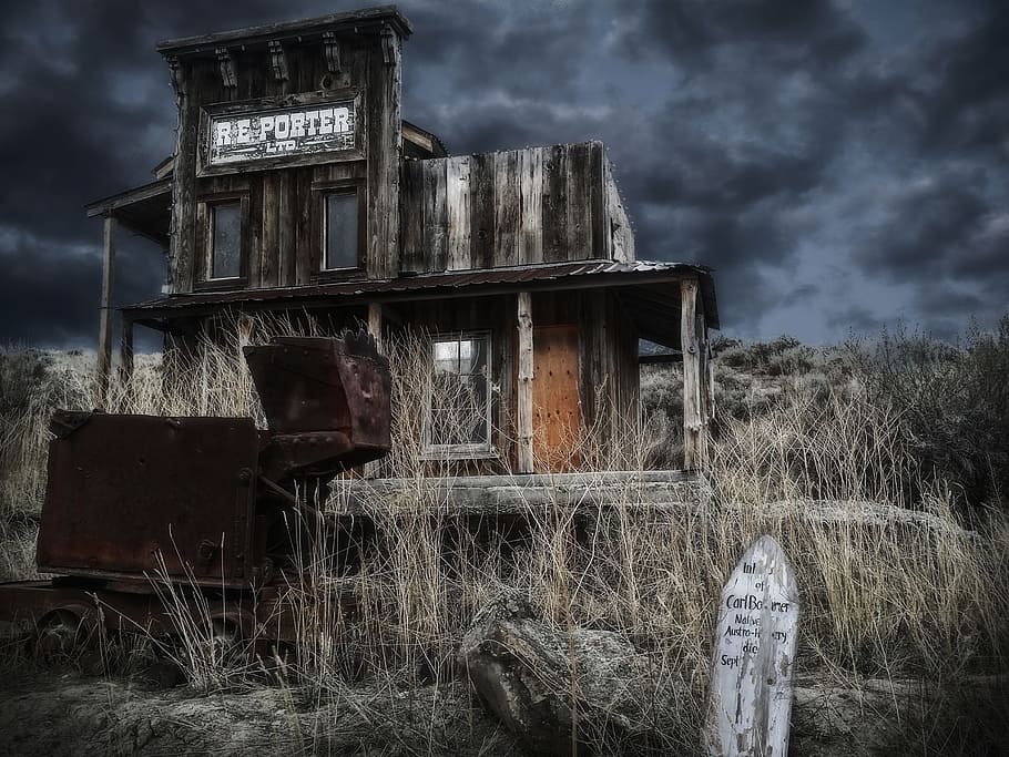 re porter, haunted, house, ghost town, forgotten place, wild west, village, old, wood, building