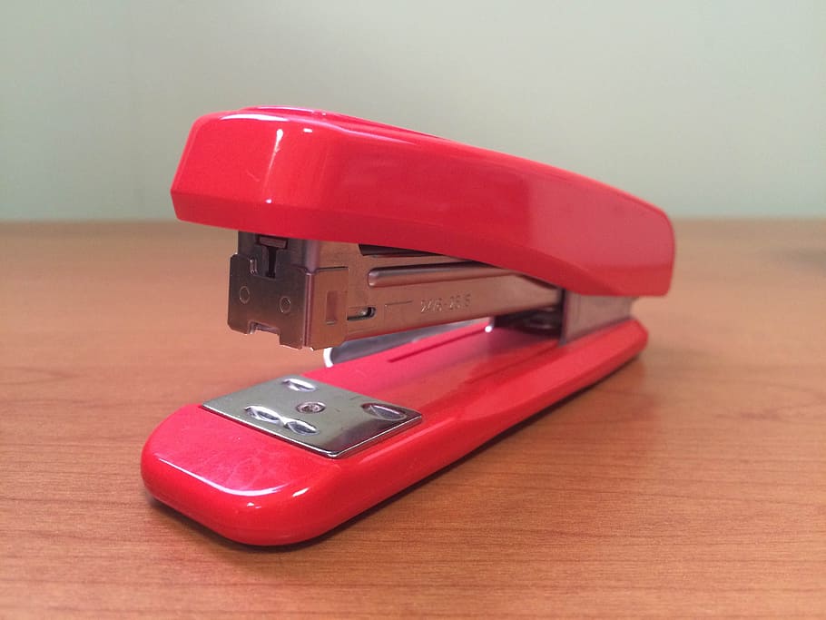 stapler, office, paperwork, printer, table, red, technology, connection, still life, wireless technology