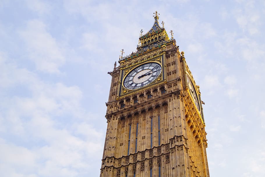 architecture, building, infrastructure, blue, sky, big ben, clock, time, tower, low angle view