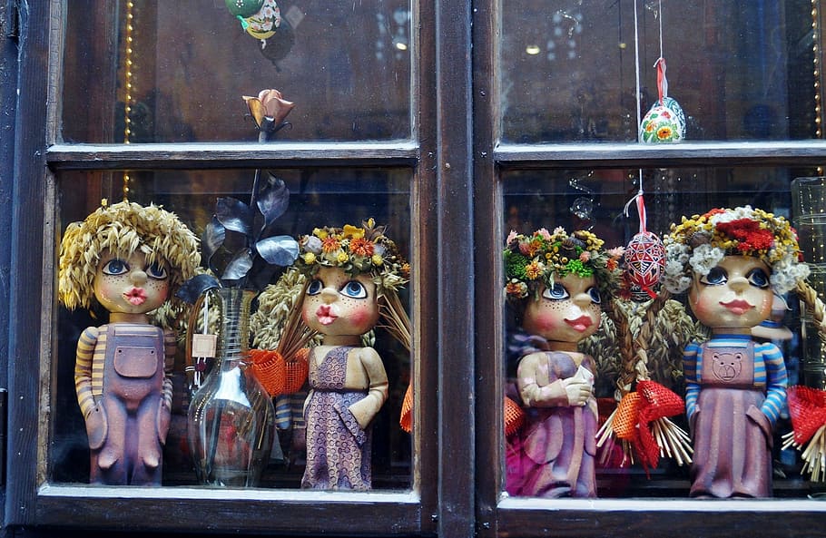 Doll, Window, behind the window, figurine, puppet, toy, retail, retail display, store window, store
