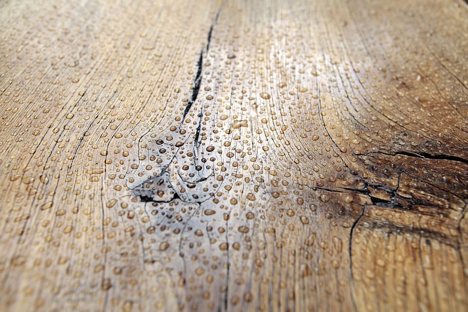 wet, brown, wooden, slab, drops, rain, board, oak, texture, model