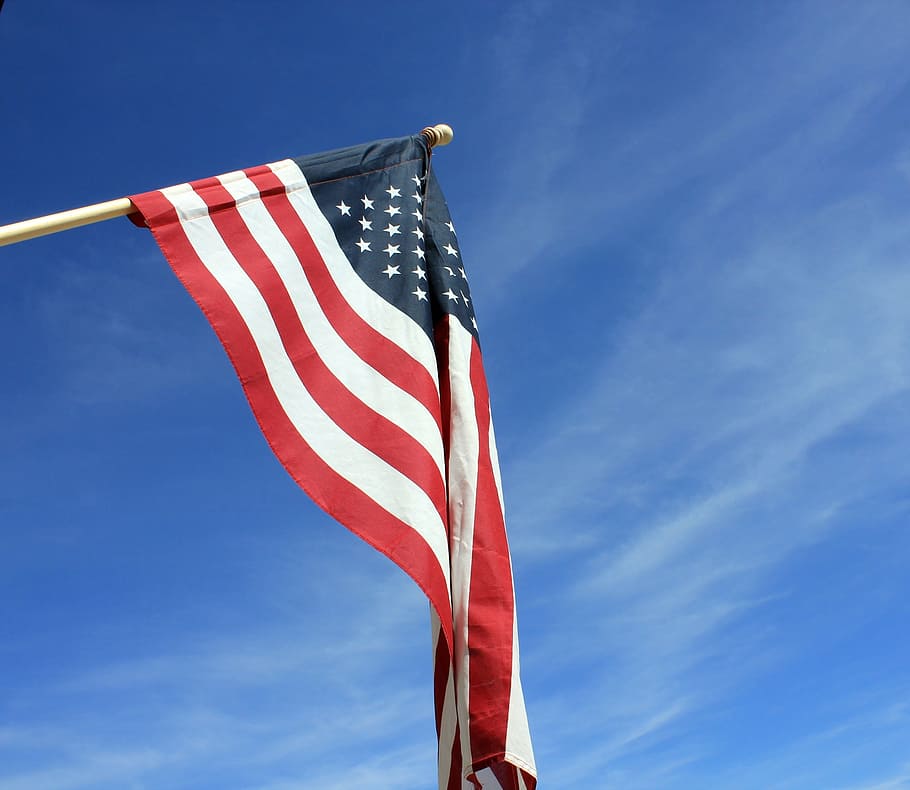 usa flag, pole, american, flag, american flag, usa, patriotic, american flag waving, red, white