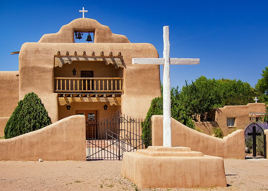 new, mexico, adobe, church, southwest, architecture, native, travel, american, old