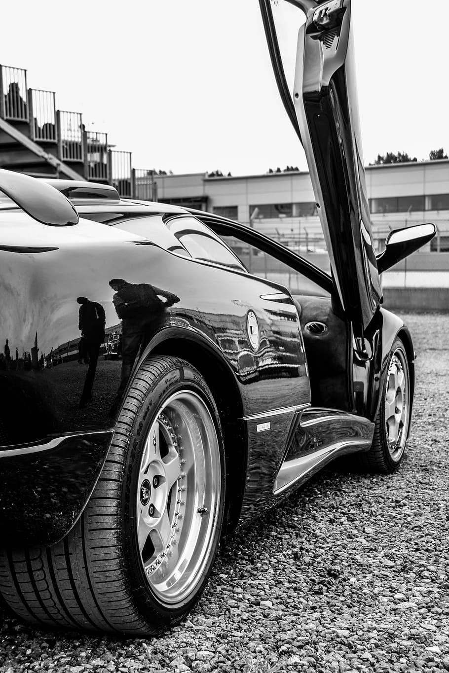 grayscale view, sports car, car, supercar, auto, vehicle, modern, transportation, speed, automobile