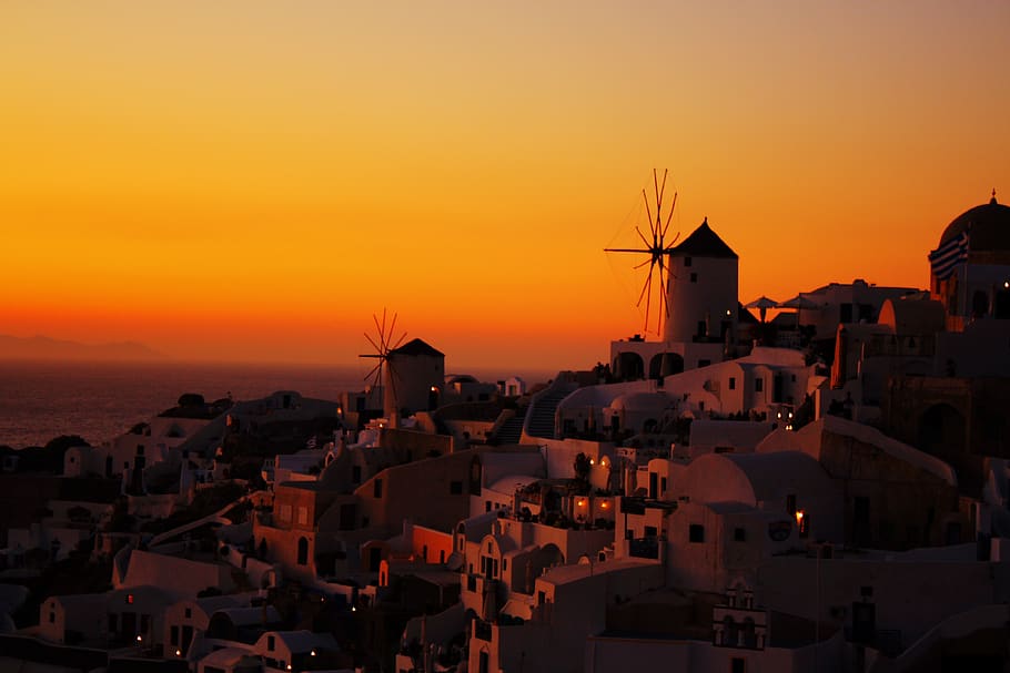 santorini, sunset, greece, sea, summer, island, travel, tourism, oia, greek