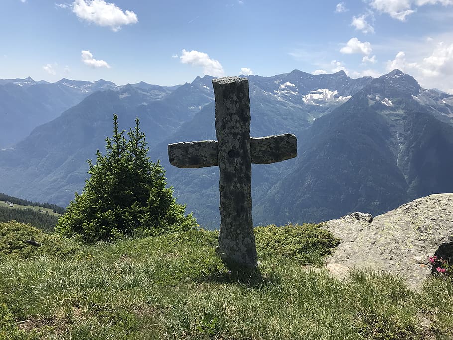 salib batu leventina, rute alpine, pegunungan Alpen, alpine, petualangan, berjalan, langit, puncak, tamasya, Hiking