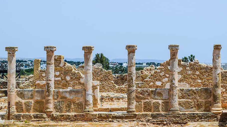 Pillars, Columns, Architecture, remains, ancient, stone, greek, historical, monument, archaeology