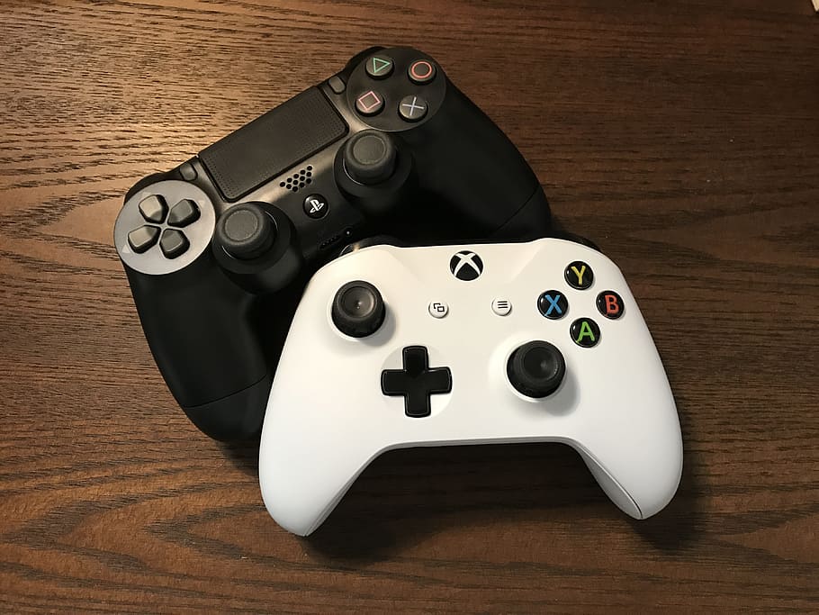 white, xbox, sony ps 4 controllers, ps4, brown, surface, Video Game, Game, Game, Game, Controller, game