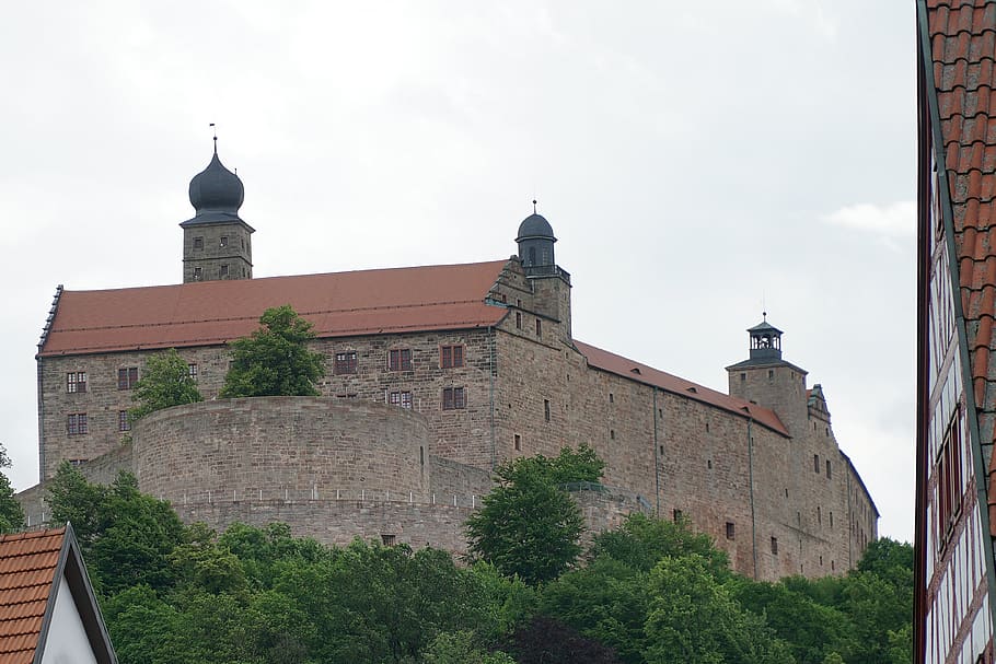 castelo de plassenburg, kulmbach, treliça, franconia superior, fortaleza, castelo, bavária, francos suíços, alemanha, parede do castelo