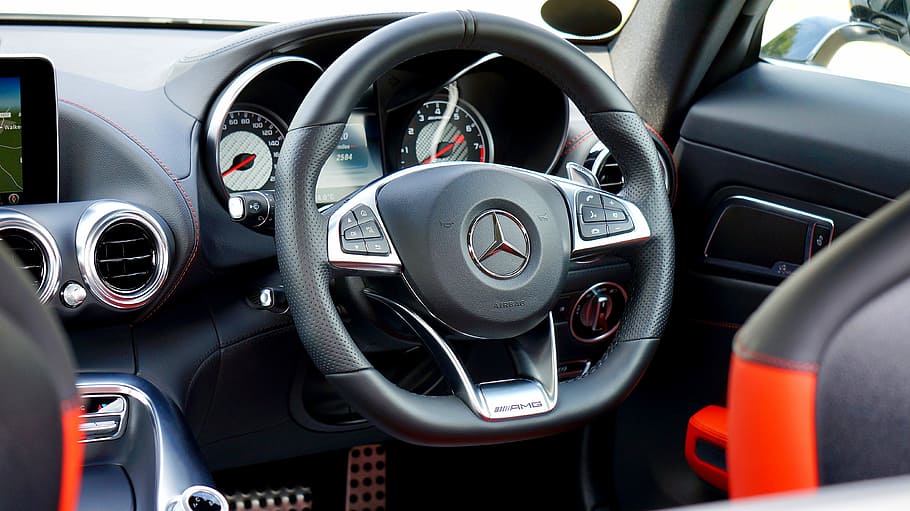 black, mercedes-benz steering wheel, Mercedes-Benz, Gt, Amg, Automobile, automotive, car, mercedes, mercedes-amg