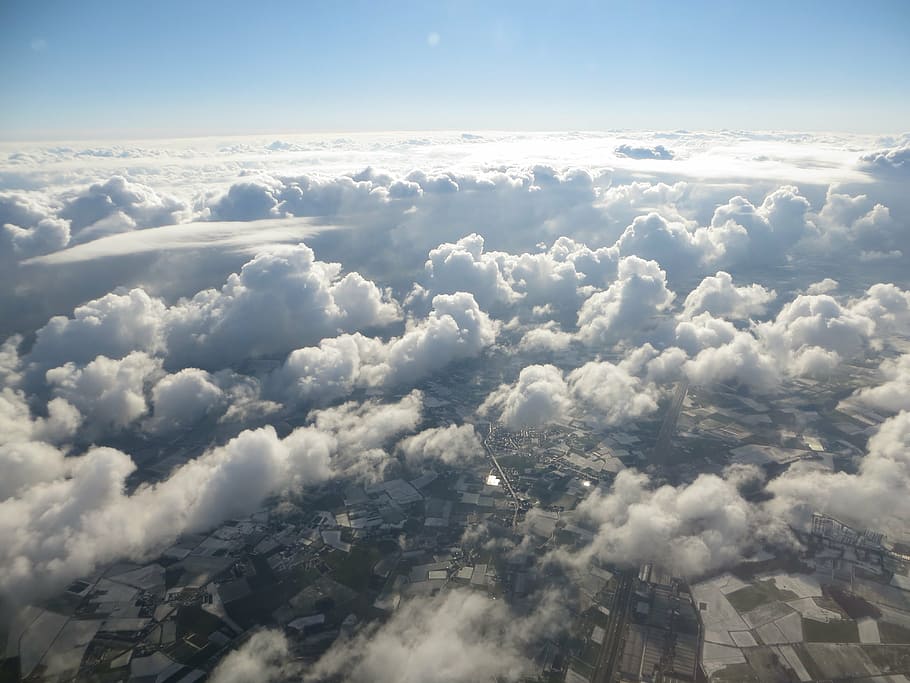 clouds, top view, plane, view, airplane, aerial View, flying, cloud - Sky, air, nature