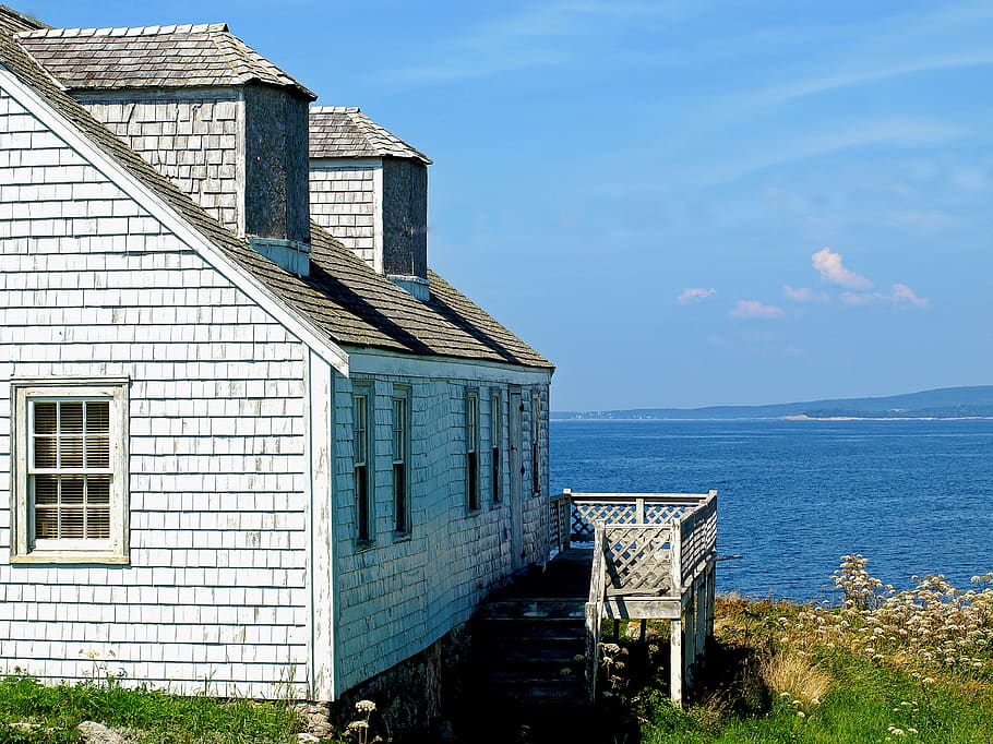 ocean, cottage, coast, water, view, sea, building, house, seaside, scenic