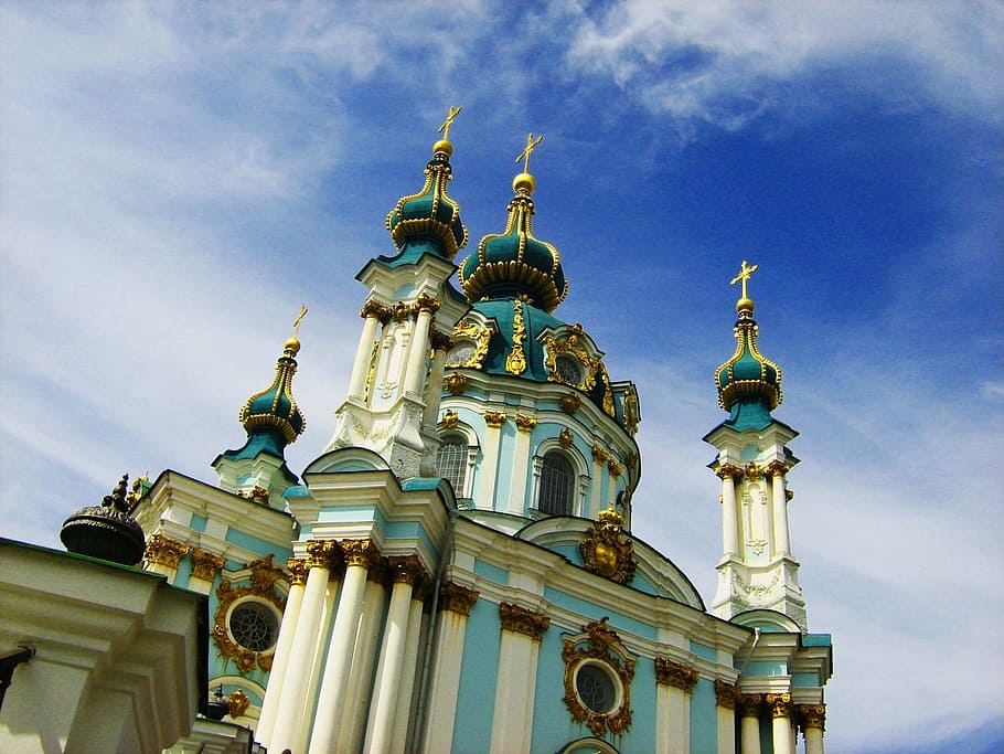 Church, Kiev, Religion, st andrew' cathedral, architecture, building, landmark, city, historic, architecture design
