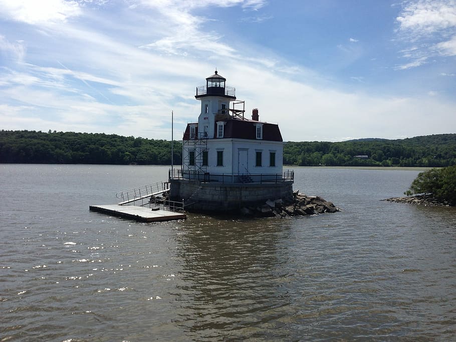 Lighthouse, River, Hudson, Landmark, river, hudson, water, nautical Vessel, nature, lake, sea