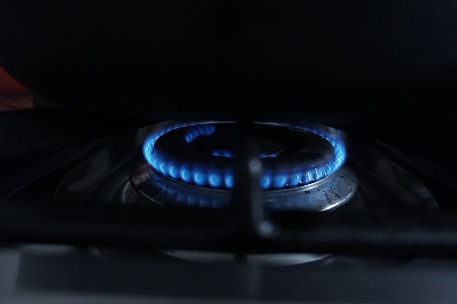 fire, gas, blue, flames, stove, heat, energy, light, burner - stove top, appliance