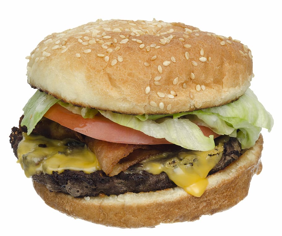 hamburguesa, comida rápida, insalubre, comer, almuerzo, carne, grasa, dieta, cena, tocino