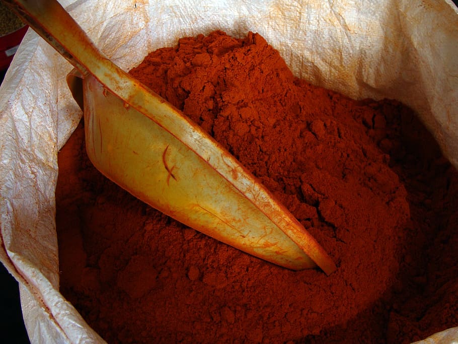 paprika in sack, red, chili pepper, powders, spicy, spices, foods, hot, flavours, cooking