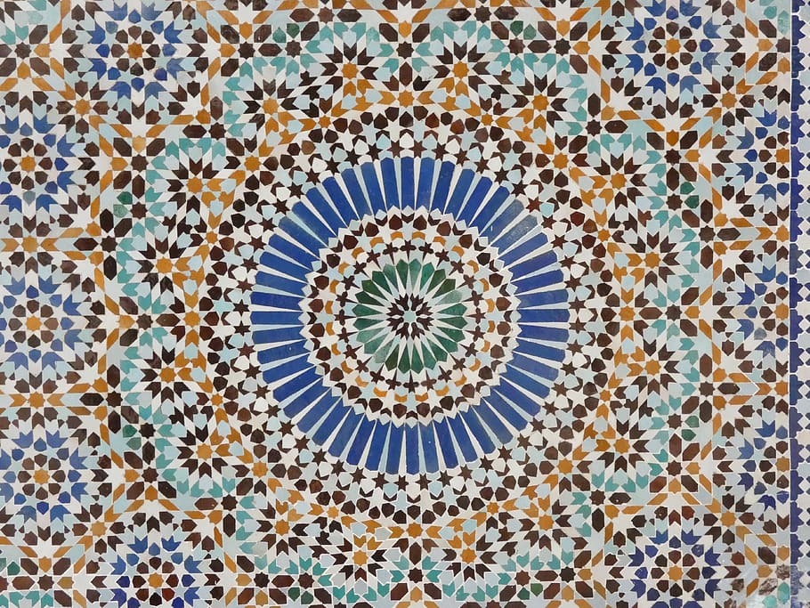 mosaic, tesserae, paving, surface, tile, decoration, architecture, mosque of paris, texture, pattern