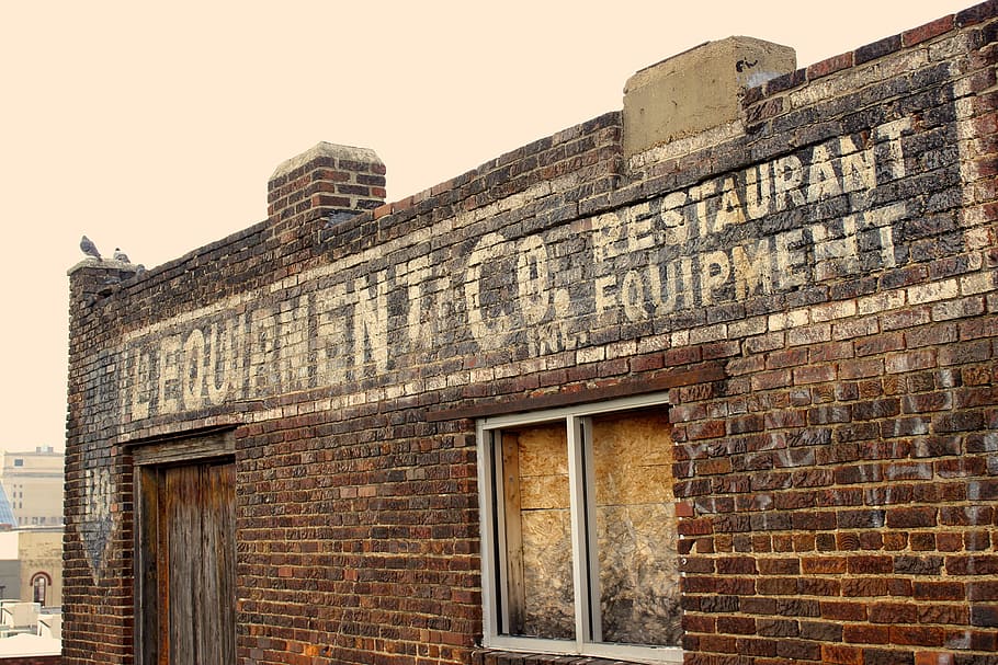 restaurant sign brick, Restaurant, Sign, Brick, Old, typography, architecture And Buildings, building Exterior, built Structure, architecture