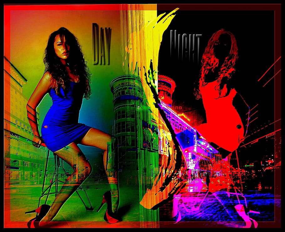 日夜の女性 テーマ アートワーク 絵画 ポップアート 女性 女の子 美しい 面白い 都市 Pxfuel