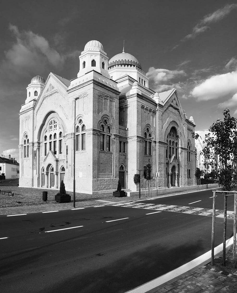 synagogue, lučenec, slovakia, temple, history, restoration, building, architecture, black and white, the jewish church