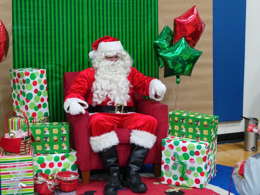 papai noel, natal, presentes, celebração, feriado, presente, chapéu de Papai Noel, fantasia, feriado - evento, interior