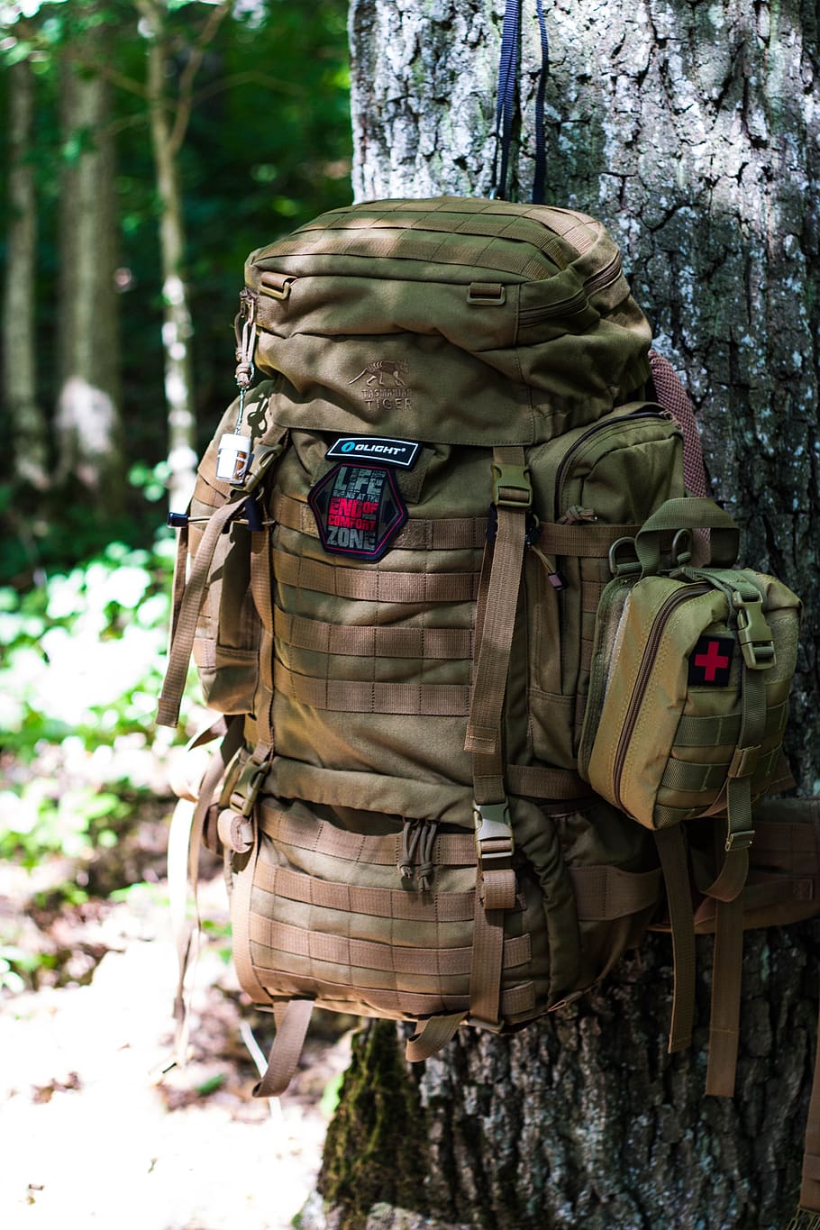 outdoor, bushcraft, forest, adventure, backpack, hiking, trekking, tree, day, military
