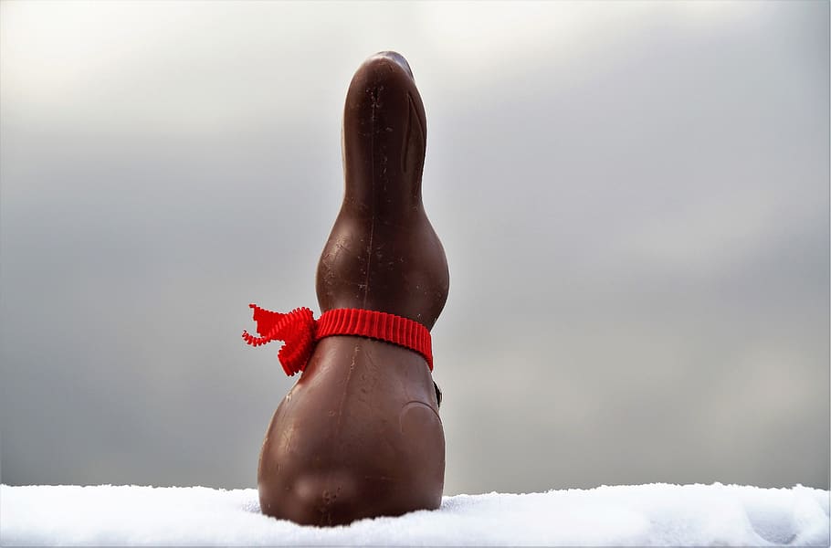 bunny girl, easter, chocolate, hare, a lone, carol, holidays, the tradition of, figurine, snow