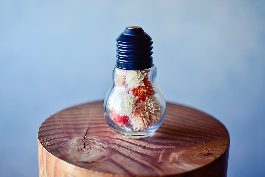 glass, bottle, bulb, dried flowers, colorful, miscellaneous goods, accessories, flowers, food, food and drink