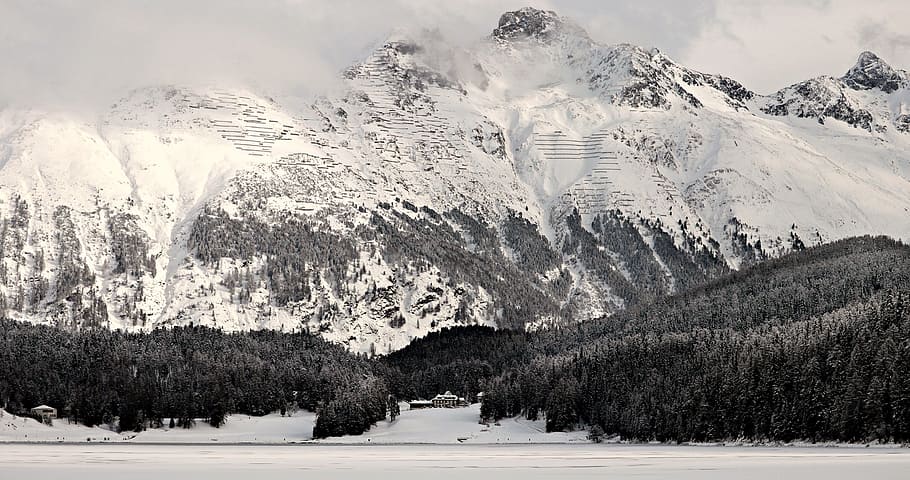 landscape photography, mountain, snow, winter, panorama, ice, saint moritz-sankt moritz, sankt moritz, panoramic image, switzerland