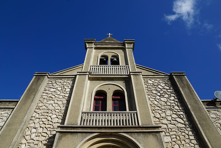 la romana, caribe, iglesia, república dominicana, religión, fe, cielo, azul, fachada, ventana