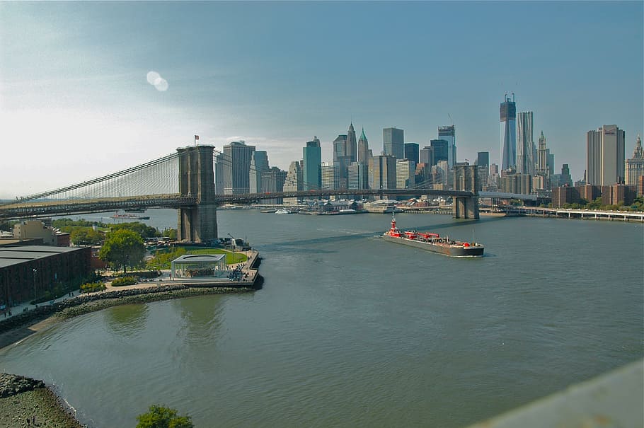 brooklyn bridge, manhattan, east river, bridge, skyline, cityscape, nyc, new york, new york city, metropolitan