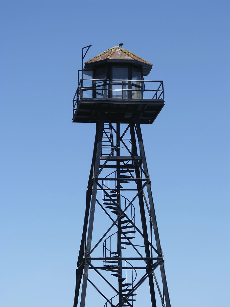 alcatraz, watchtower, guard tower, prison, san francisco, attraction, historic, staircase, tourist, history