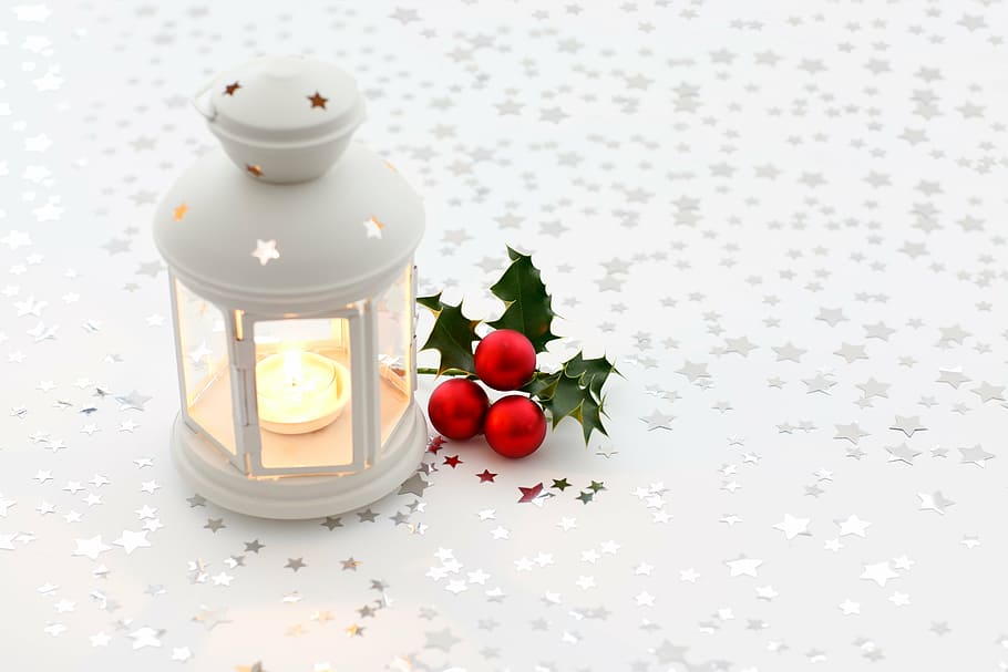putih, lilin tealight, lilin lentera, latar belakang, lilin, natal, warna-warni, dekorasi, api, bercahaya