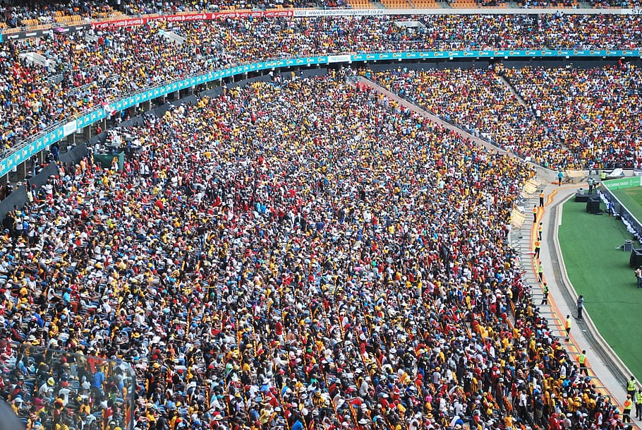 people in stadium, football, stadium, fnb stadium, johannesburg, rugby, nelson mandela, kaizers chiefs, south africa, caf