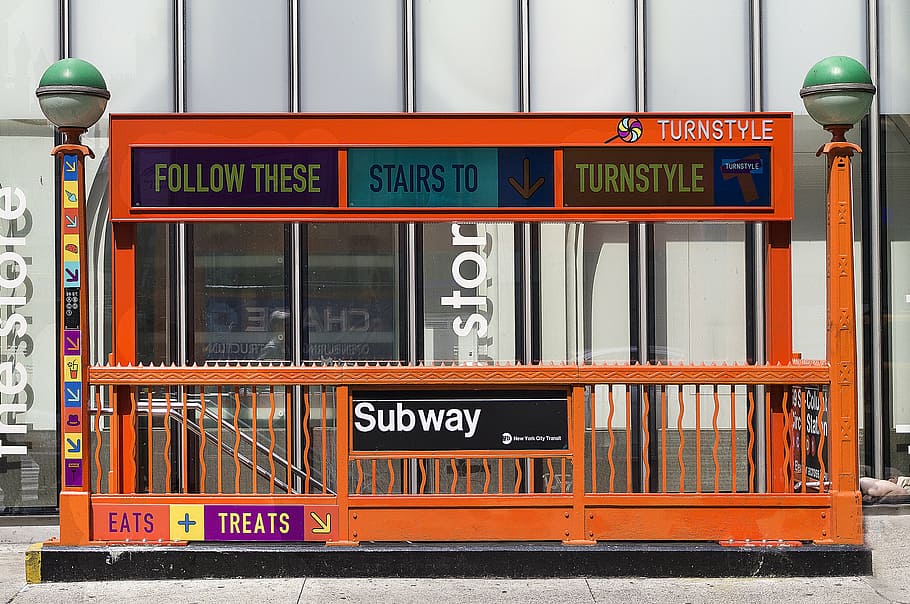 fachada de metrô vazia, metrô, estação de metrô, nova york, manhattan, metro, estação, viagem, cidade, trem