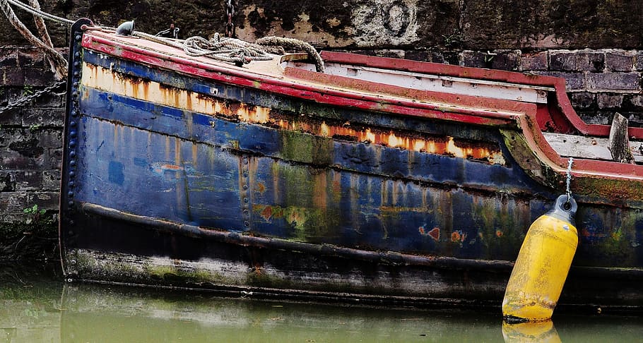 Boat, Rust, Old, Iron, Metal, rusting, corrosion, dock, dockside, moor