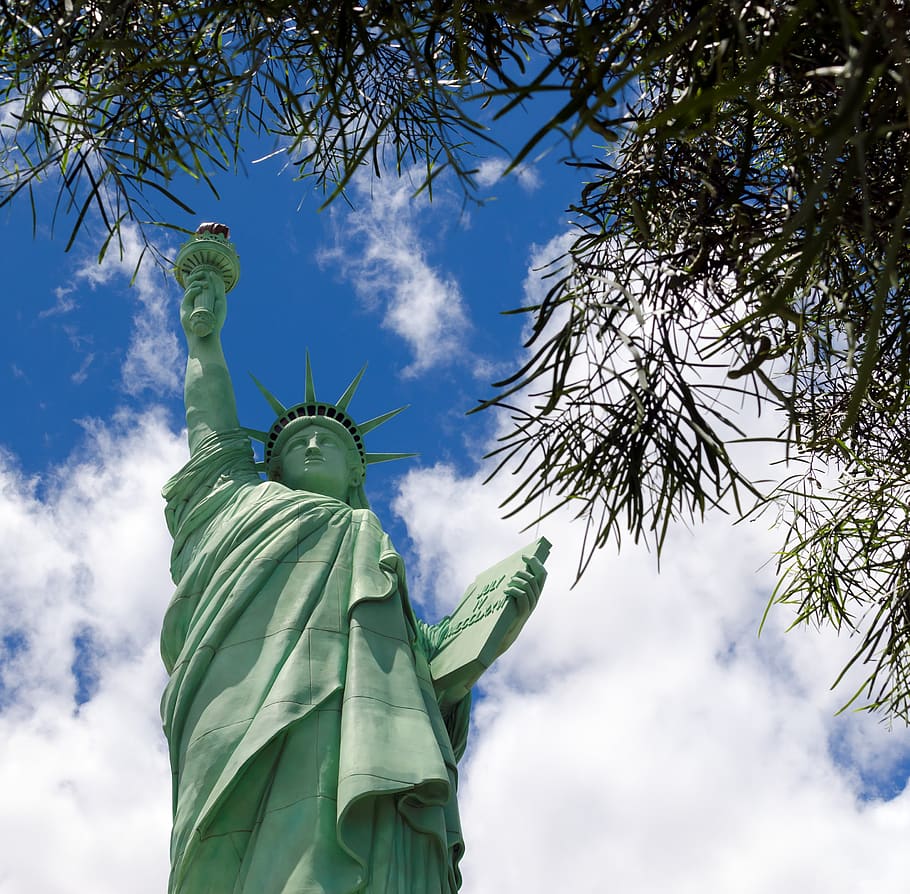 Las Vegas, Estados Unidos, estatua de la libertad, Nevada, América, lugares de interés, viajes, cielo, vista de ángulo bajo, escultura