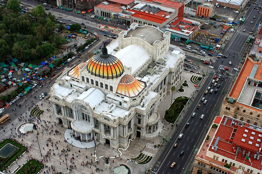 vista superior, catedral, durante el día, bellas artes, ciudad de méxico, méxico, ciudad, turismo, hito, bellas