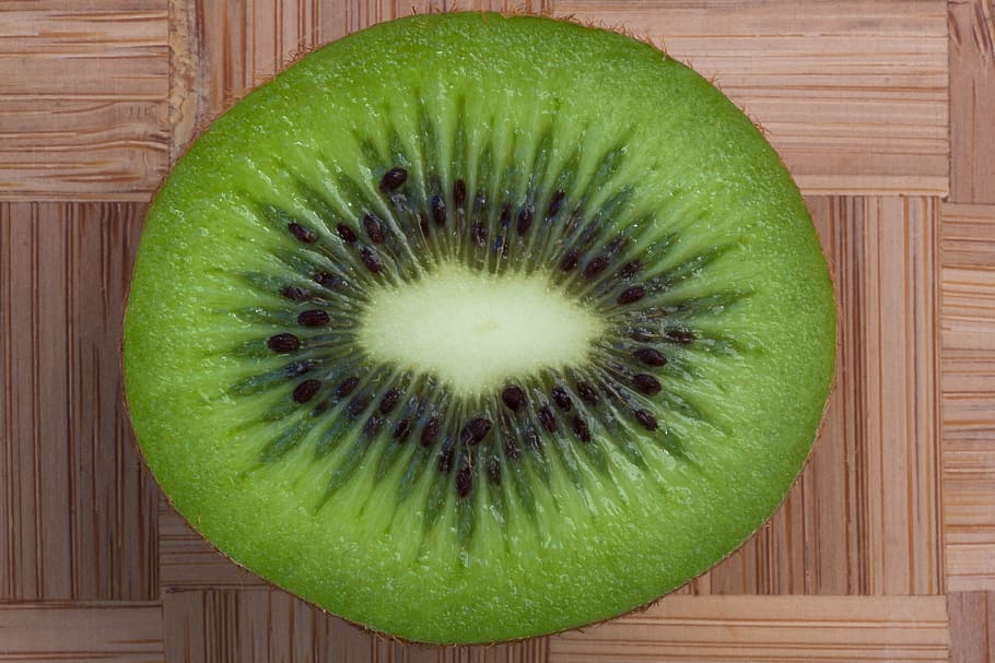 sliced, green, fruit, top, brown, surface, on top, kiwi, vitamins, healthy