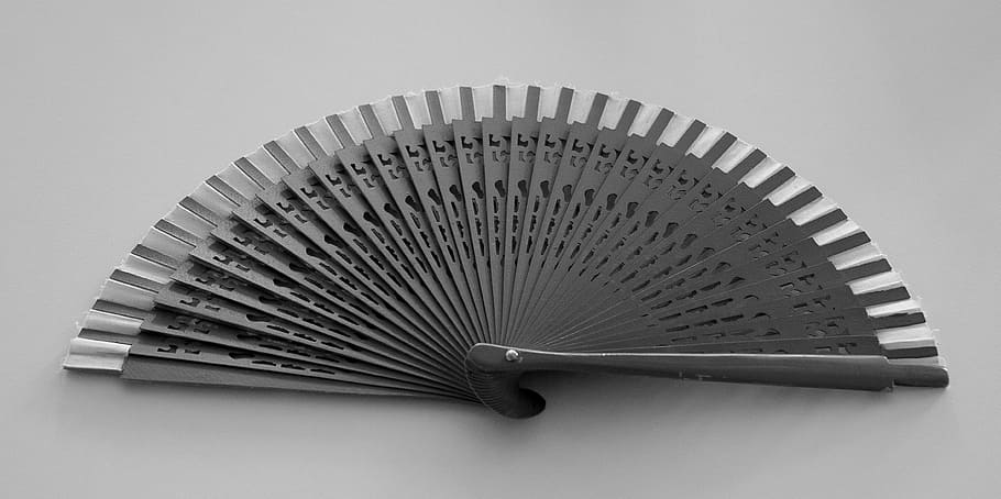 fan, air, cooling, elegance, lady, indoors, studio shot, pattern, single object, close-up