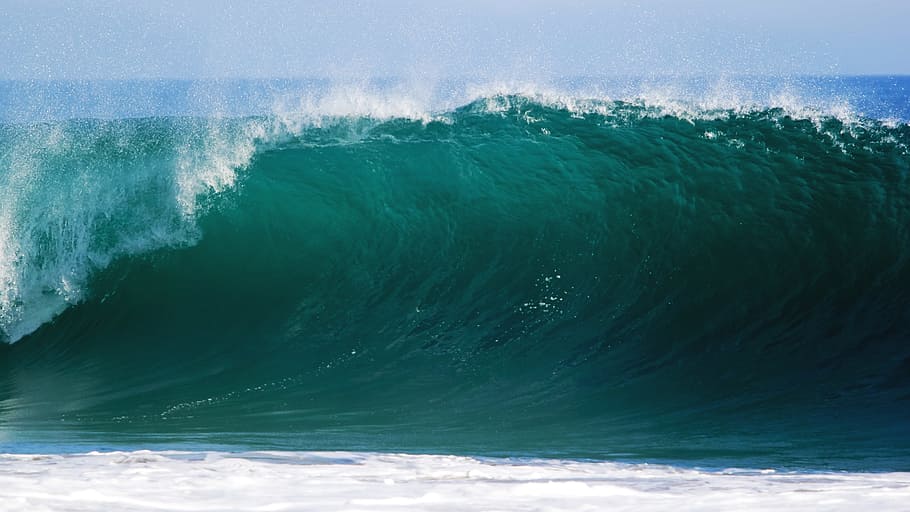 ocean wave, bluesky, ocean, wave, sea, water, tide, tidal, beach, surf
